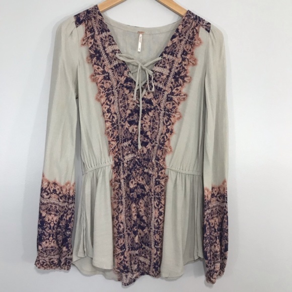 Free People Tops - Free People Tie Front Long Sleeve Tunic XS